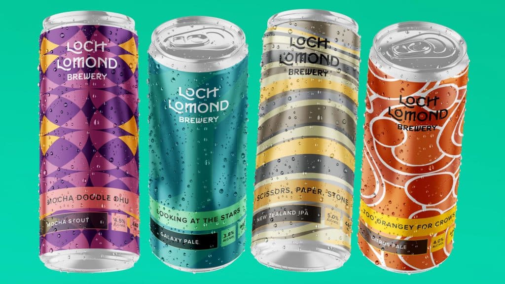 Loch Lomond Brewery four Beer can label designs​, beer branding