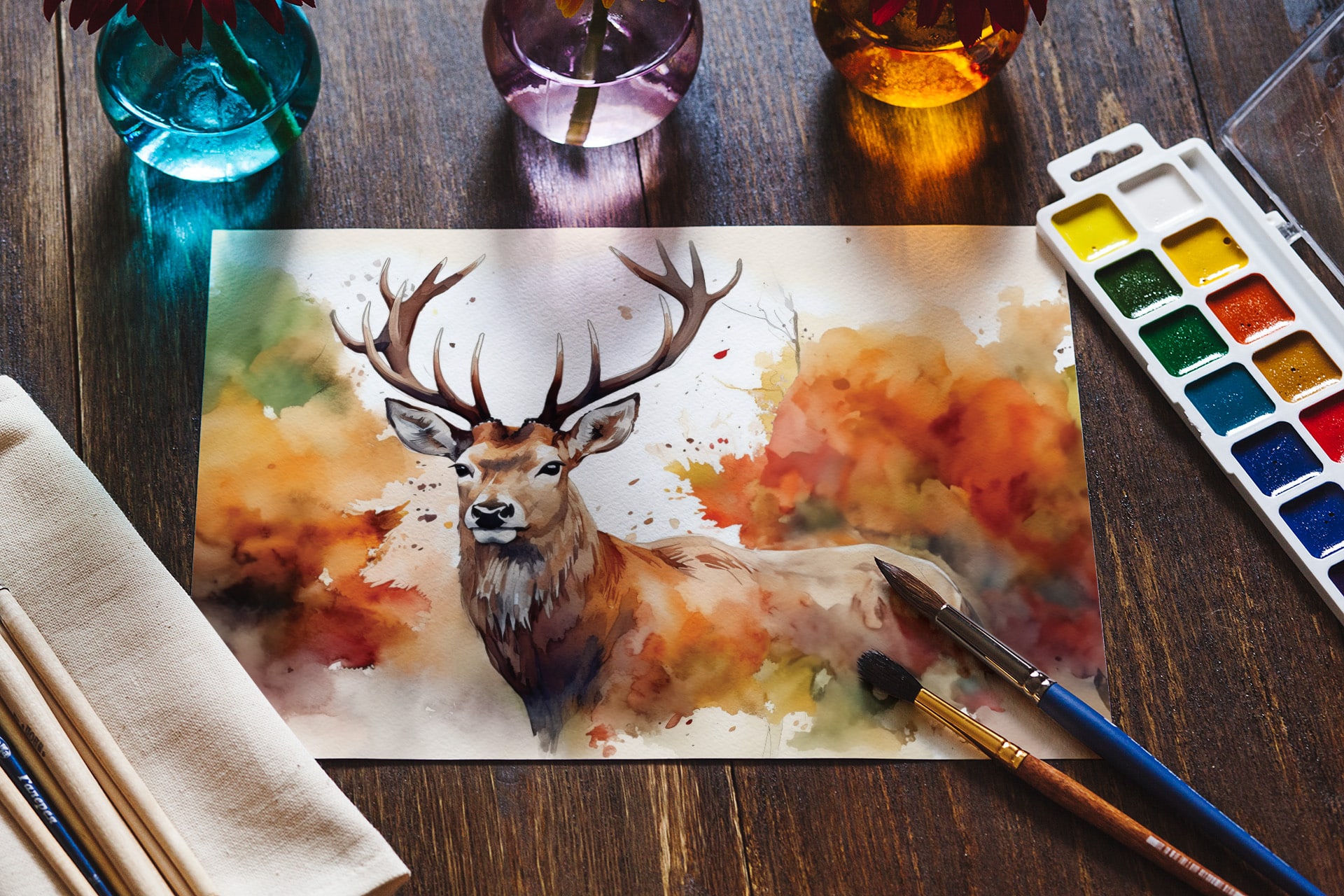 West Highland Spirits Stag Watercolour