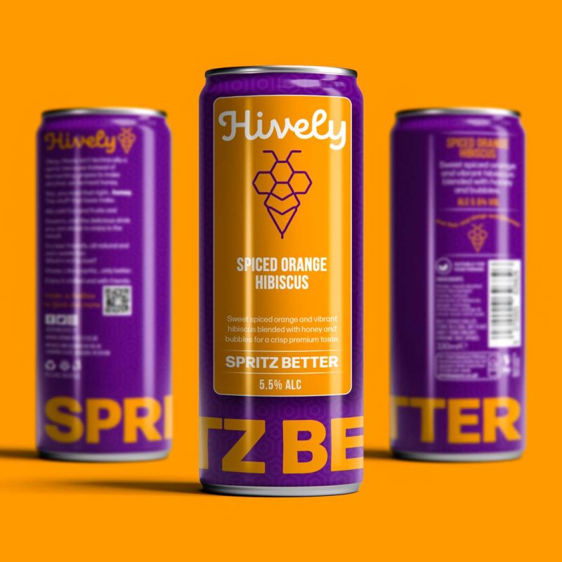 hively spritz bitter digitally printed cans