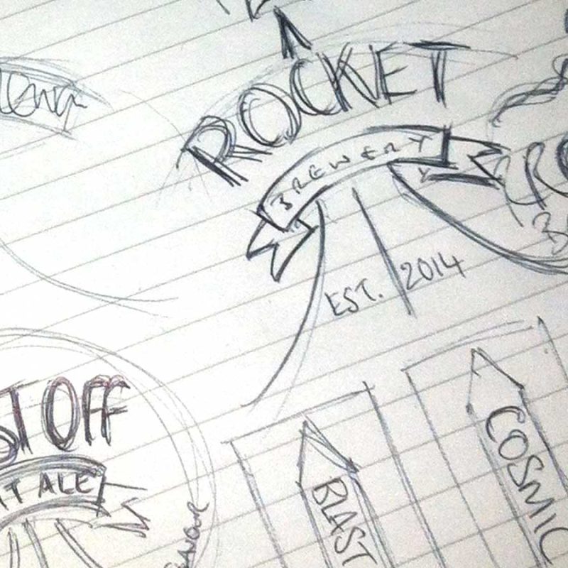Rocket Beers - sketches, Beer Branding Agency, brewery services, You Brew It, We'll brand It
